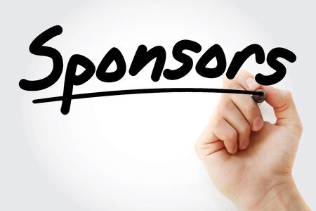 Sponsors text with marker, business concept backgroundの写真素材
