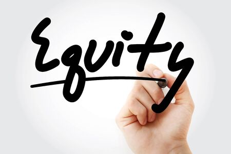 Equity text with marker, business concept backgroundの写真素材