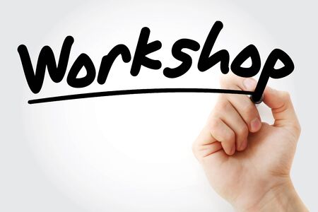 Workshop text with marker, business concept backgroundの写真素材