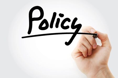 Policy text with marker, business concept backgroundの写真素材