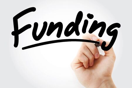 Funding text with red marker, business conceptの写真素材
