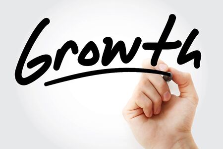 Growth text with marker, business conceptの写真素材