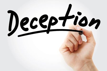 Deception text with marker, business conceptの写真素材