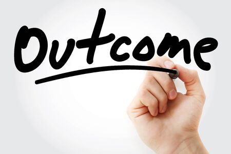 Outcome text with marker, business conceptの写真素材