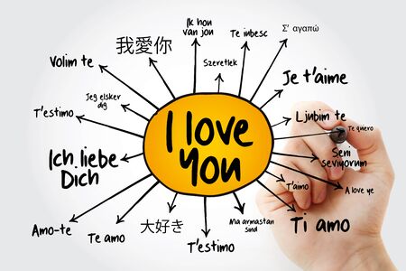 love words "I love you" in different languages of the world, mind map, concept for presentations and reportsの写真素材