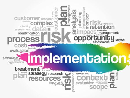 Implementation word cloud collage, business conceptのイラスト素材