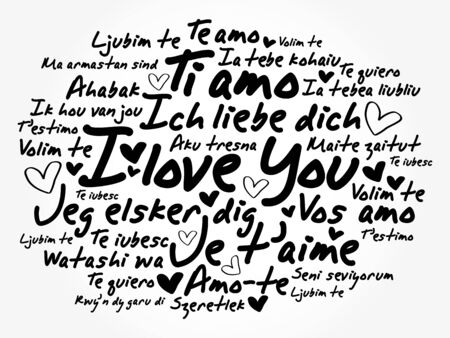 love words "I love you" in different languages of the worldのイラスト素材
