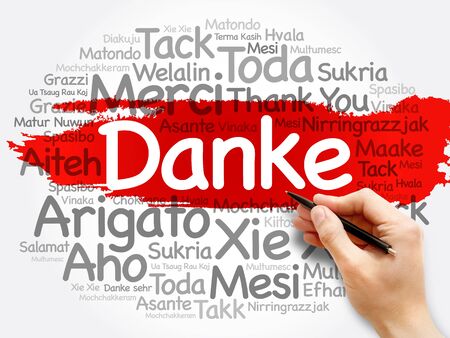 Danke (Thank You in German) Word Cloud background, all languages, multilingual for education or thanksgiving dayの写真素材