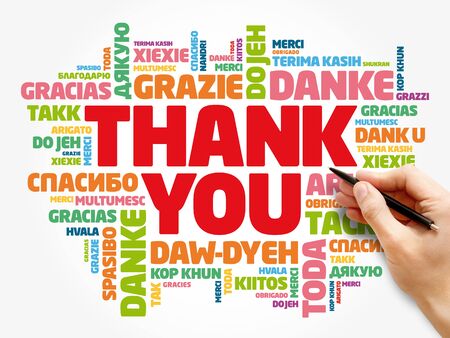 Thank You Word Cloud background, all languages, multilingual for education or thanksgiving dayの写真素材