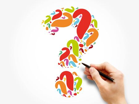 Question mark cloud formed from many question marks collage, business concept background