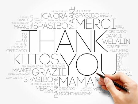 Thank You word cloud in different languages, concept backgroundの写真素材
