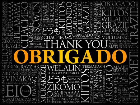 Obrigado (Thank You in Portuguese) Word Cloud in different languagesのイラスト素材