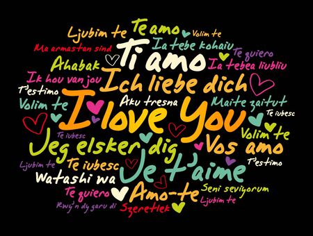 love words "I love you" in different languages of the worldのイラスト素材