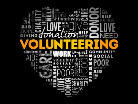 Volunteering word cloud, heart conceptのイラスト素材