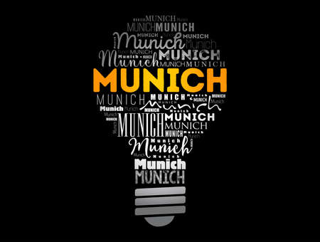 Munich light bulb word cloud, travel concept backgroundのイラスト素材