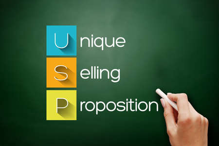 USP - Unique Selling Proposition acronym, business concept background on blackboardの写真素材