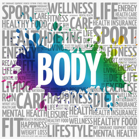 BODY word cloud, fitness, sport, health conceptのイラスト素材