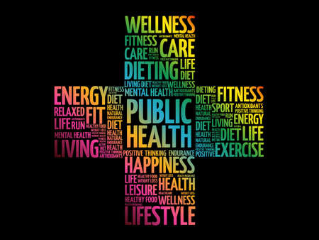 Public Health word cloud, health cross concept backgroundのイラスト素材