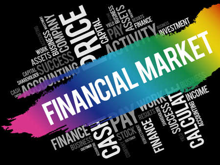 Financial market word cloud collage, business concept backgroundのイラスト素材