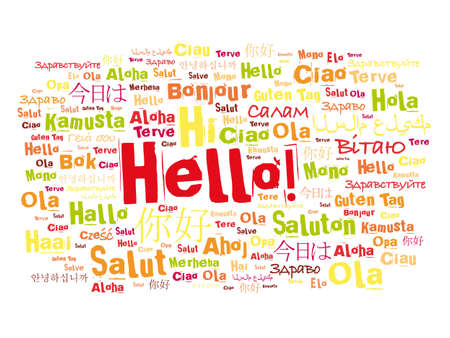 Hello word cloud in different languages of the world, background conceptのイラスト素材