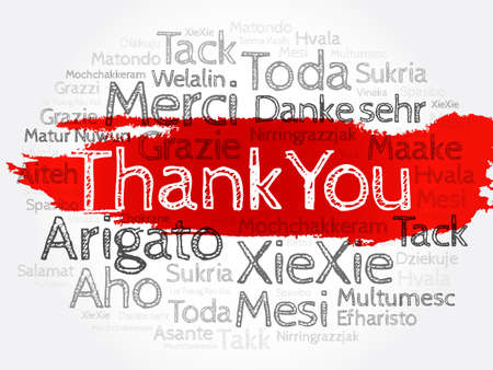 Thank you word cloud in different languages, concept backgroundのイラスト素材