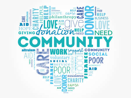 Community heart word cloud collage, social concept backgroundのイラスト素材