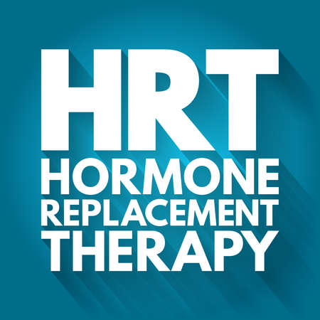HRT - Hormone Replacement Therapy acronym, medical concept backgroundのイラスト素材