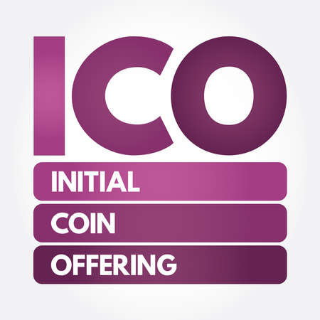ICO - Initial Coin Offering acronym, business concept backgroundのイラスト素材