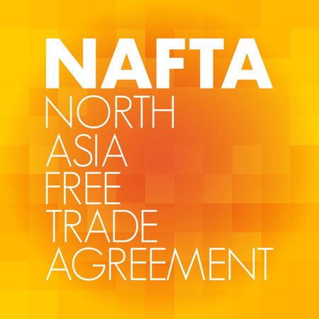 NAFTA - North Asia Free Trade Agreement acronym, business concept backgroundのイラスト素材