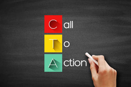 CTA - Call To Action acronym, business concept background on blackboardの写真素材