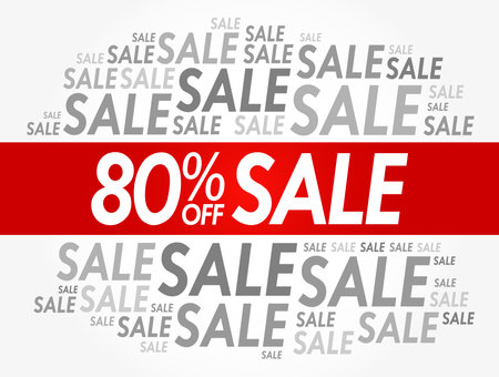 80% OFF Sale word cloud collage, business concept backgroundのイラスト素材