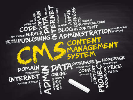 CMS - Content Management System word cloud collage, business concept backgroundのイラスト素材