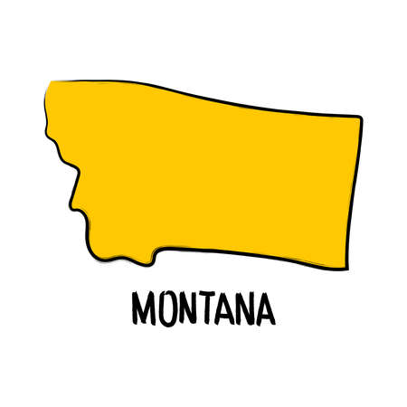 Montana map outline, hand drawn silhouette design backgroundのイラスト素材