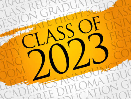 CLASS OF 2023 word cloud collage, education concept backgroundのイラスト素材
