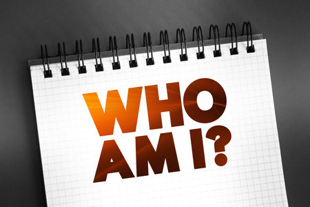 Who Am I Question text on notepad, concept backgroundの写真素材