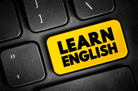 Learn English text button on keyboard, concept backgroundの写真素材