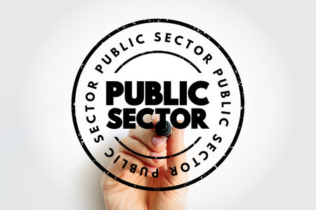 Public Sector is the part of the economy composed of both public services and public enterprises, text concept stampの写真素材