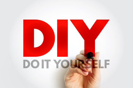 DIY Do It Yourself - method of building, modifying, or repairing things by oneself without the direct aid of professionals, acronym text concept backgroundの写真素材