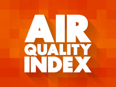 Air Quality Index - used by government agencies to communicate to the public how polluted the air, text concept for presentations and reportsのイラスト素材