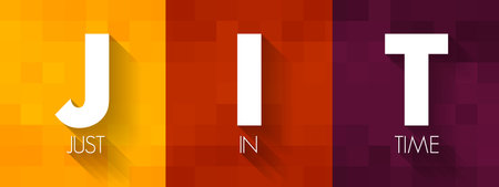 JIT Just in time - inventory management method in which goods are received from suppliers only as they are needed, acronym text concept backgroundのイラスト素材