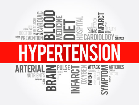 Hypertension word cloud collage, health concept backgroundのイラスト素材