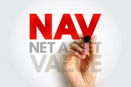 NAV Net Asset Value - company's total assets minus its total liabilities, acronym text concept backgroundの写真素材