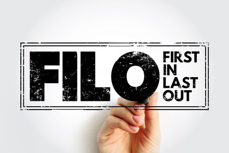 FILO - First In Last Out acronym text stamp, concept backgroundの写真素材