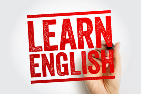 Learn English text stamp, concept backgroundの写真素材