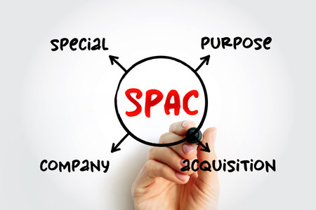 SPAC Special Purpose Acquisition Company - shell corporation listed on a stock exchange with the purpose of acquiring a private company, mind map concept for presentations and reportsの写真素材
