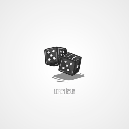 Vector illustration two dice. Symbol of gambling and luck. Game in casino. Handdrawing symbolのイラスト素材