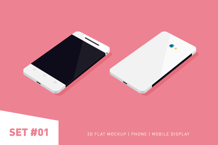 Minimalistic 3d isometric flat illustration of mobile phone. perspective view. Mockup generic smartphone. Template for infographics or presentation UI designのイラスト素材