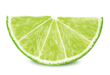 Slice of lime isolated on white backgroundの写真素材
