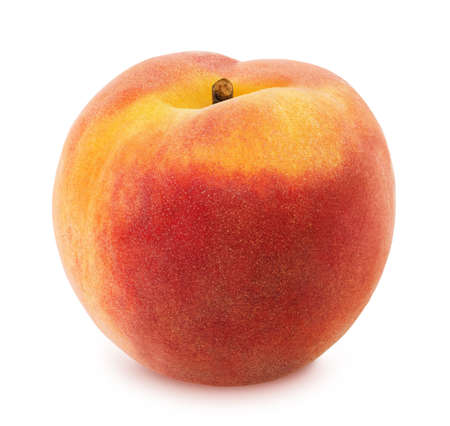 Peach isolated on white. Full depth of field.の写真素材