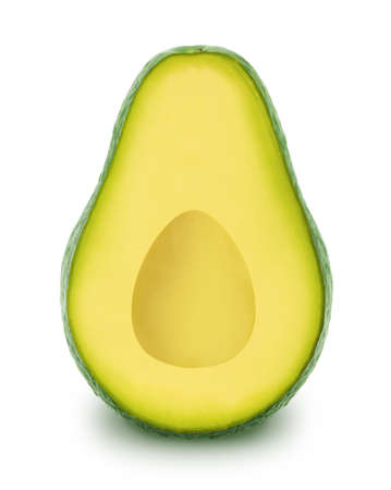 Half of green avocado isolated on a white